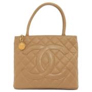 Pre-owned Leather chanel-bags Chanel Vintage , Beige , Dames