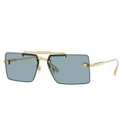 Gouden Montuur Blauwe Lens Zonnebril Versace , Yellow , Unisex