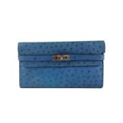 Pre-owned Leather wallets Hermès Vintage , Blue , Dames