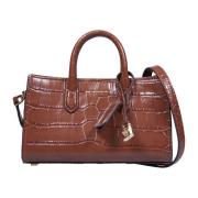 Bruine Krokodillenprint Leren Schoudertas Michael Kors , Brown , Dames