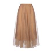 Bruine Tule Midi Rok Elastische Taille Ermanno Scervino , Brown , Dame...