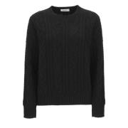 Zwarte Kasjmier Wol Jumper Crewneck Sweater Kangra , Black , Dames