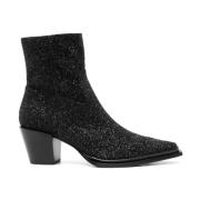 Zwarte Glitter Western Stijl Laarzen Jimmy Choo , Black , Dames