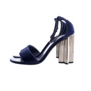 Pre-owned Velvet sandals Louis Vuitton Vintage , Blue , Dames