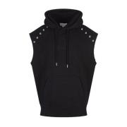 Zwarte Mouwloze Hoodie met Nieten Alexander McQueen , Black , Heren