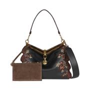 Zwarte Bloemen Geborduurde Vela Tas Etro , Black , Dames