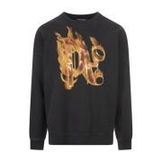 Vurig Monogram Crew-neck Sweatshirt Grijs Palm Angels , Gray , Heren