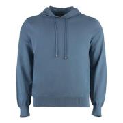 Gebreide hoodie van katoen met ribboorden Canali , Blue , Heren