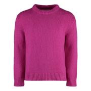 Geribbelde crew-neck wolmix trui Gant , Pink , Dames