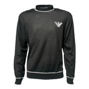 Zwarte Wol Crewneck Pullover Emporio Armani , Black , Heren