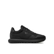 Zwarte Sneakers met Metalen Adelaar Detail Emporio Armani , Black , He...