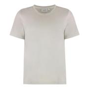 Geribbelde Katoenen Crew-Neck T-shirt Calvin Klein , Gray , Dames