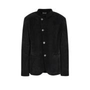 Zwarte Geribbelde Velours Blazer Aw24 Emporio Armani , Black , Heren