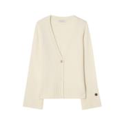 Zachte Merinowol V-hals Cardigan Busnel , Beige , Dames