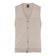 Merino Wol Gebreid Vest Boggi Milano , Beige , Heren