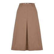 Stretch Katoenen Midi Rok met Riem BomBoogie , Brown , Dames