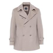 Dubbelbreasted wol kasjmier peacoat Barba , Beige , Heren