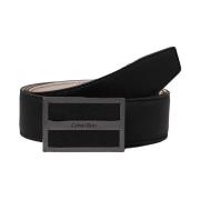 Slim Fit Leather Belt Calvin Klein , Black , Heren