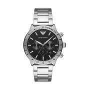 Elegante Zilveren Stalen Chronograaf Horloge Emporio Armani , Gray , H...