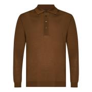 Bruine Merinowol Polo Shirt Low Brand , Brown , Heren