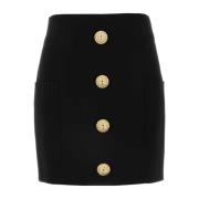 Stijlvolle Zwarte Crepe Mini Rok Balmain , Black , Dames