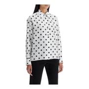 Zijden blouse met polkadotprint Dolce & Gabbana , White , Dames