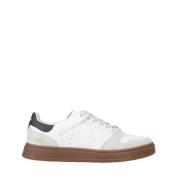 Witte leren sneakers met bruine zool Premiata , White , Heren