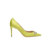 Satin Rhinestone Pointed Toe Pumps Scarosso , Yellow , Dames