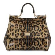 Luipaardprint Leren Handtas Dolce & Gabbana , Multicolor , Dames