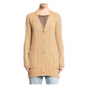 Kameelwol Kabelgebreide Vest Max Mara , Beige , Dames