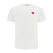 Hart Patch Katoenen T-Shirt Comme des Garçons Play , White , Heren