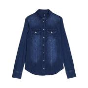 Aansluitende Denim Blouse met Drukknopen Liu Jo , Blue , Dames