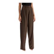 Wijde Wollen Broek Comfortabele Pasvorm Magda Butrym , Brown , Dames