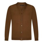 Bruine Merinowol V-hals Sweater Low Brand , Brown , Heren