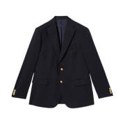 Gouden Knopen Virgin Wol Blazer Brooks Brothers , Blue , Heren