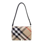 Beige Schoudertas met Klep Sluiting Burberry , Beige , Dames