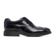 Zwarte leren brogueschoenen met geheugenschuim Hogan , Black , Heren