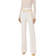 Wijde stretch crêpe broek met riem Elisabetta Franchi , Beige , Dames