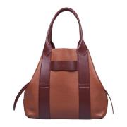 Bruine Leren Shopper Tas Hogan , Brown , Dames