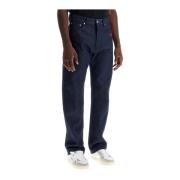 Geborduurde Logo Jeans Rechte Pijp Off White , Blue , Heren