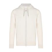 Luxe Cashmere Hoodie met Rits Eleventy , White , Heren