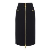 Midi viscose rok met rits Elisabetta Franchi , Black , Dames