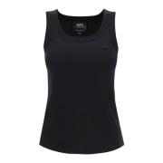 Geribbelde tanktop met flock-logo A.p.c. , Black , Dames