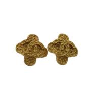 Pre-owned Metal earrings Chanel Vintage , Yellow , Dames