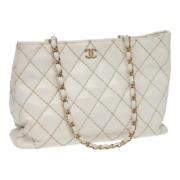 Pre-owned Leather handbags Chanel Vintage , White , Dames