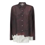 Zijden Shirt met Bedrukte Onderkant Dries Van Noten , Multicolor , Dam...