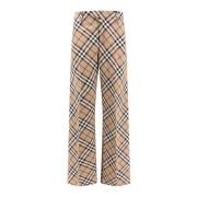 Beige Wijde Pijp Broek Aw24 Burberry , Beige , Heren