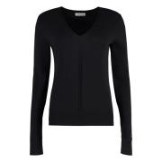 Geribbelde Katoen-Zijde Trui Calvin Klein , Black , Dames