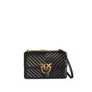 Klassieke Love Tas in Gewatteerd Nappaleer Pinko , Black , Dames