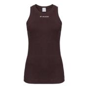 Geribbeld logo hemdje Pinko , Brown , Dames